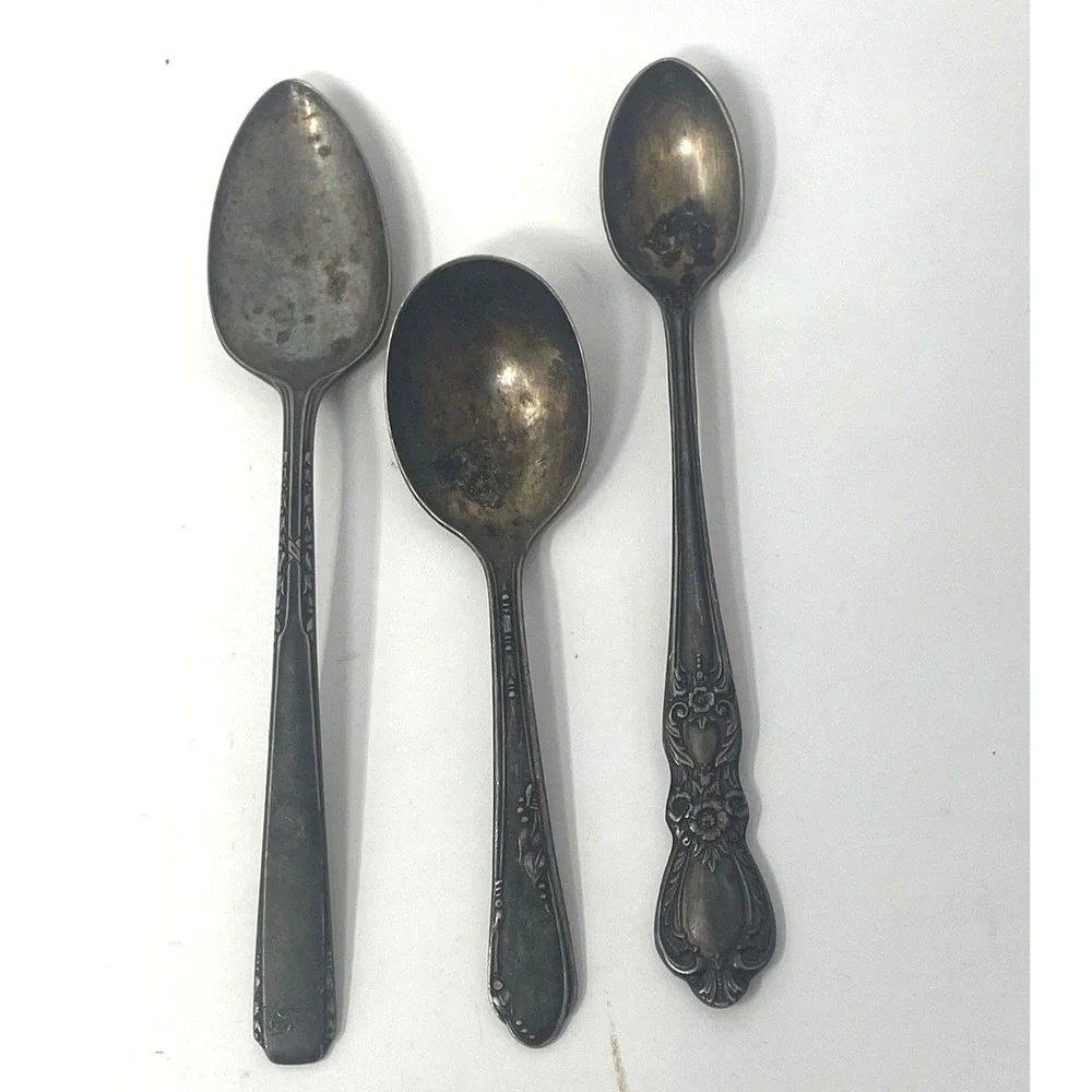 Vintage Silverplate Spoons Lot of 3 Rogers Bros Oneida 1847 1881 Floral Ornate